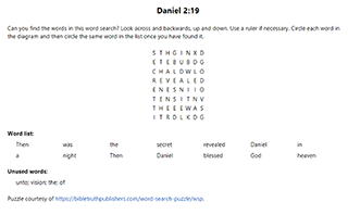 Daniel 2:19 Word Search Puzzle