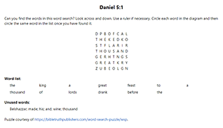 Daniel 5:1 Word Search Puzzle