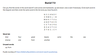 Daniel 7:3 Word Search Puzzle