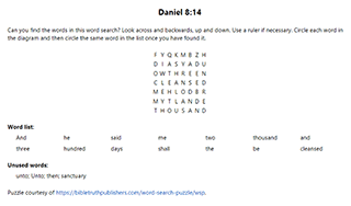 Daniel 8:14 Word Search Puzzle