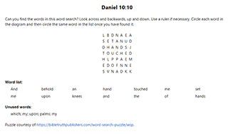 Daniel 10:10 Word Search Puzzle