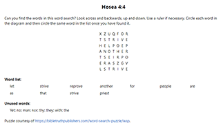 Hosea 4:4 Word Search Puzzle