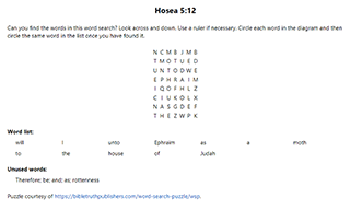 Hosea 5:12 Word Search Puzzle