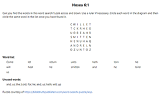 Hosea 6:1 Word Search Puzzle