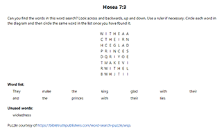 Hosea 7:3 Word Search Puzzle