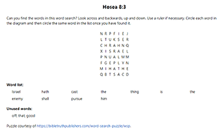 Hosea 9:5 Word Searcj Puzzle