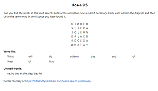 Hosea 10:3 Word Search Puzzle
