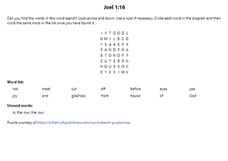 Joel 1:16 Word Search Puzzle