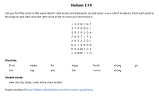 Nahum 3:14 Word Search Puzzle