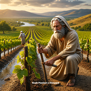 Noah planting a vineyard