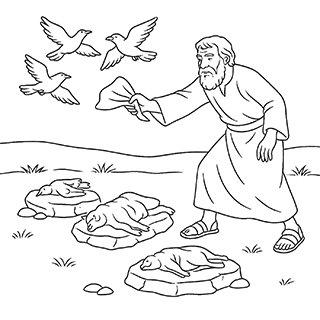 Abram driving the birds away