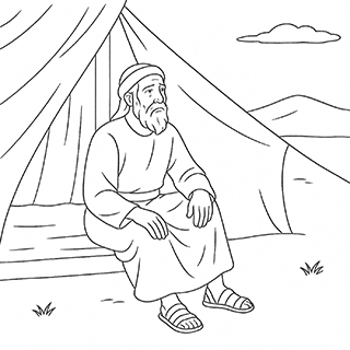 Abram sitting in his tent door