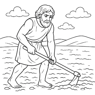 Cain tilling the ground