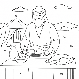 Abram preparing a feast