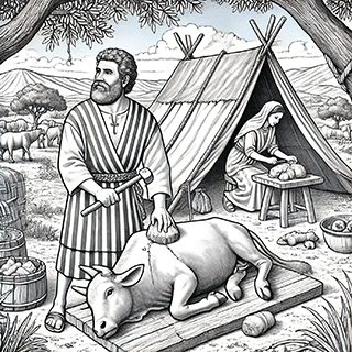 Abram preparing a feast