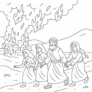 Lot fleeing from Sodom