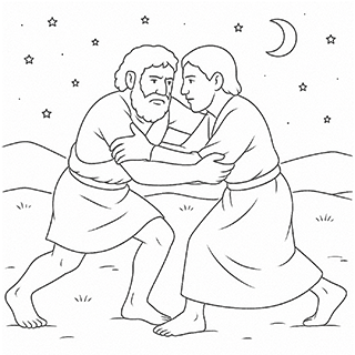 Jacob wrestling with a man