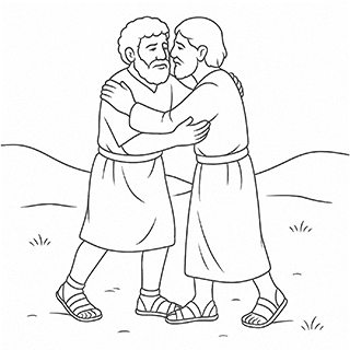 Jacob and Esau embracing