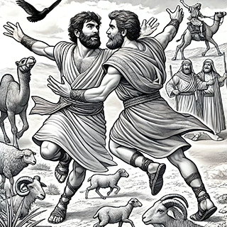 Jacob and Esau embracing