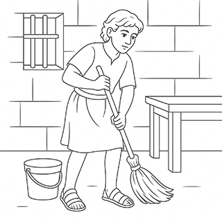 Joseph working in the prison house