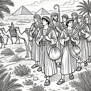 Jacob's sons going for corn