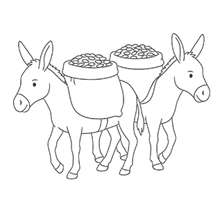 Asses laden with corn
