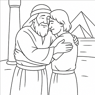 Jacob embracing Joseph
