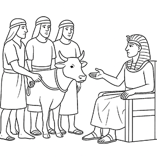 Egyptians bringing cattle to Pharaoh