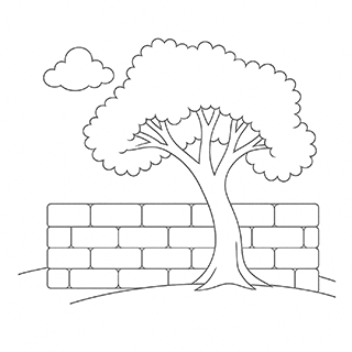 Tree reaching over a wall