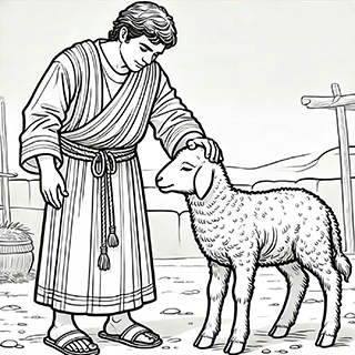 Isrealite laying his sin on a lamb