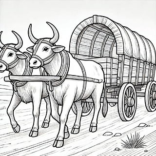 Oxen and a wagon