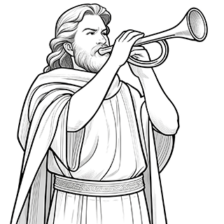 Priest blowing the trumpet