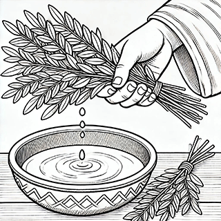 Dipping hyssop in water