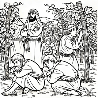 Men Hiding in a Vineyard
