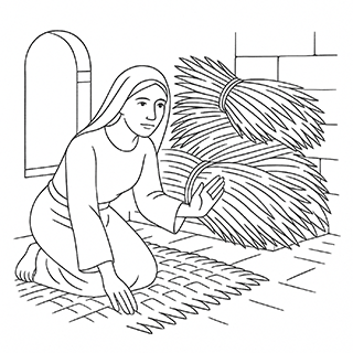 Rahab Putting a Scarlet Thread in the Window