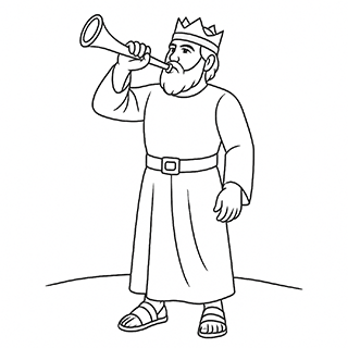 Saul Blowing a Trumpet