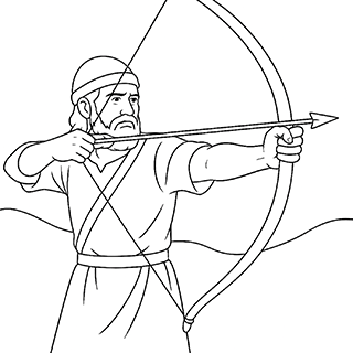 A man Drawing a bow at a Venture