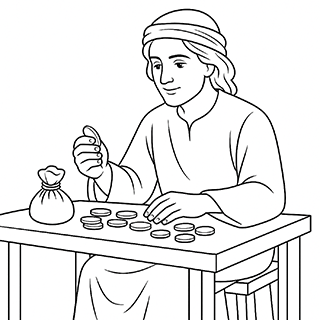 Joseph gathering the money up from the corn